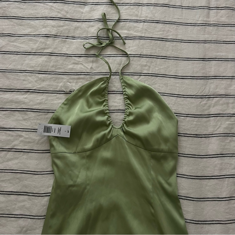 NWT Aritzia Green Satin Mini Dress